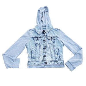 Rue21 Small Gray Hooded Jean Jacket